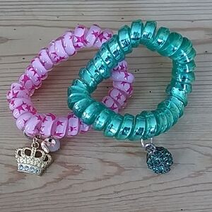 "Wicked" Inspired Charm Hair Ties - Pink and Green